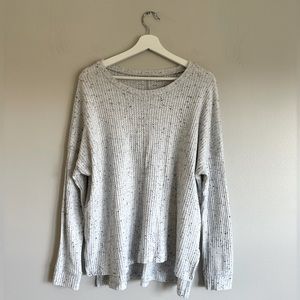 American Eagle Gray Speckled Waffle Long Sleeve Top